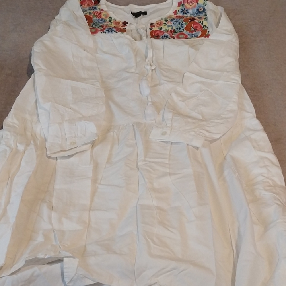 J. Crew White Dress with Floral Embroidery